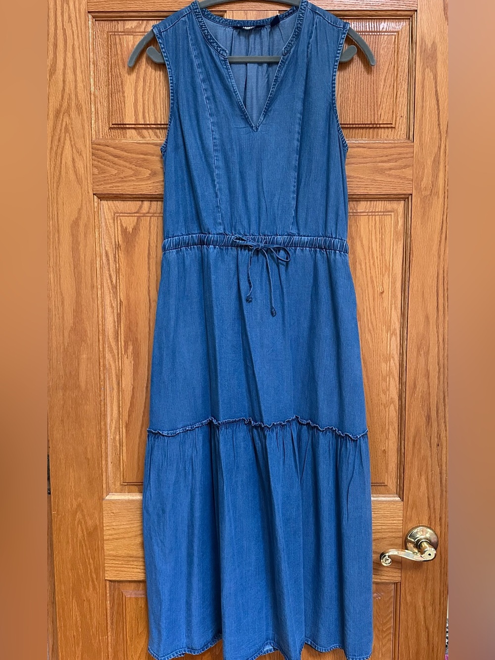 Lands' End Chambray Sleeveless Dress in Light Blue